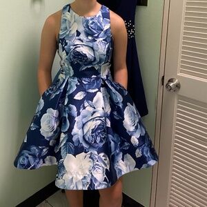 Blue Floral Homecoming/ Prom Dress